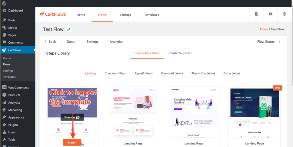 How to Import the Ready-Made Templates for Flows and Steps in CartFlows - 10