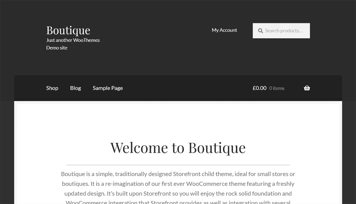 Boutique theme demo