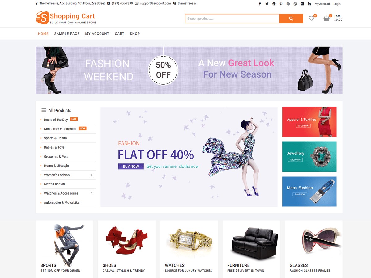 ShoppingCart By Theme Freesia demo