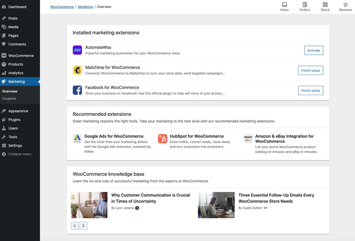 WooCommerce Marketing Hub