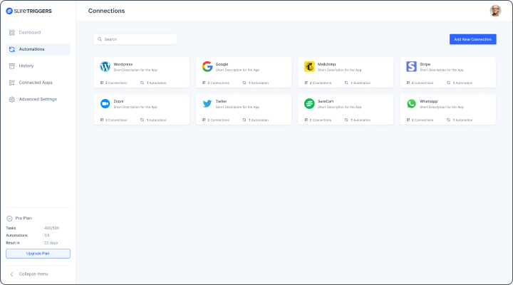 SureTriggers drag and drop interface