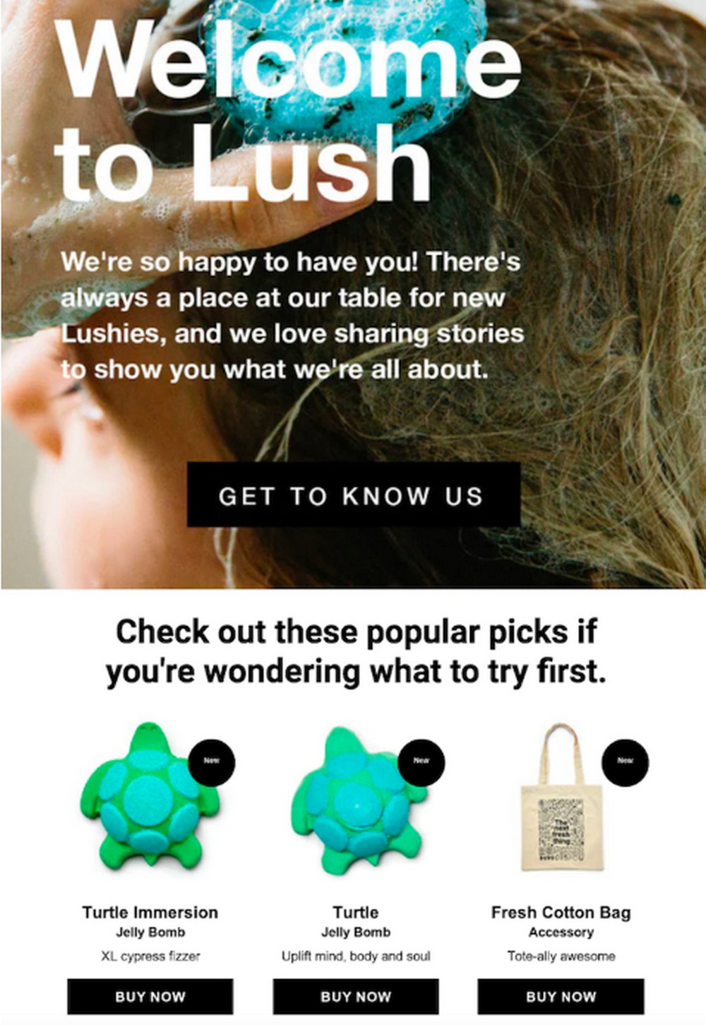 Lush welcome email